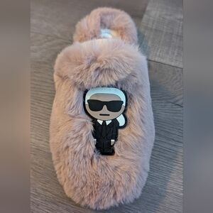 Karl Lagerfeld Blush Faux Fur Slippers